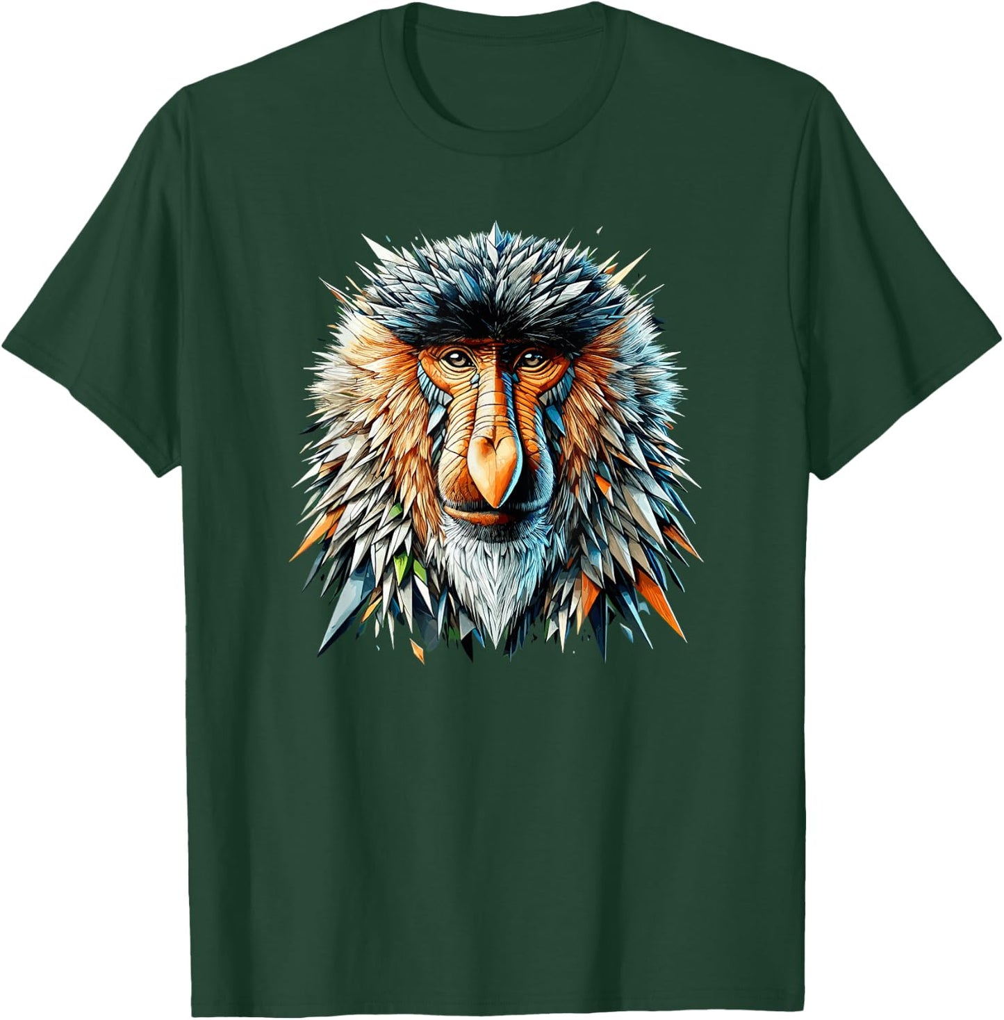 Polygon Art Proboscis Monkey Long-Nosed Monkey T-Shirt - T-Shirt | Forest