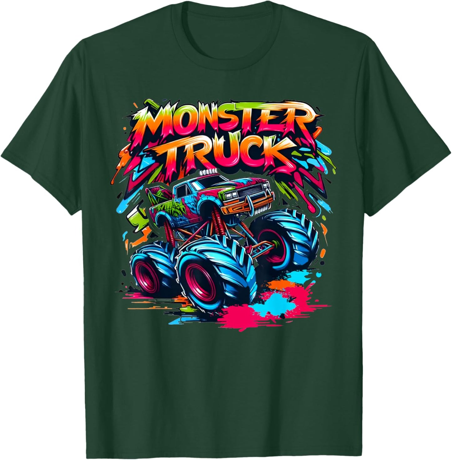 Monster Truck Retro Colorful Graffiti Toddlers Youth Adults T-Shirt - T-Shirt | Forest