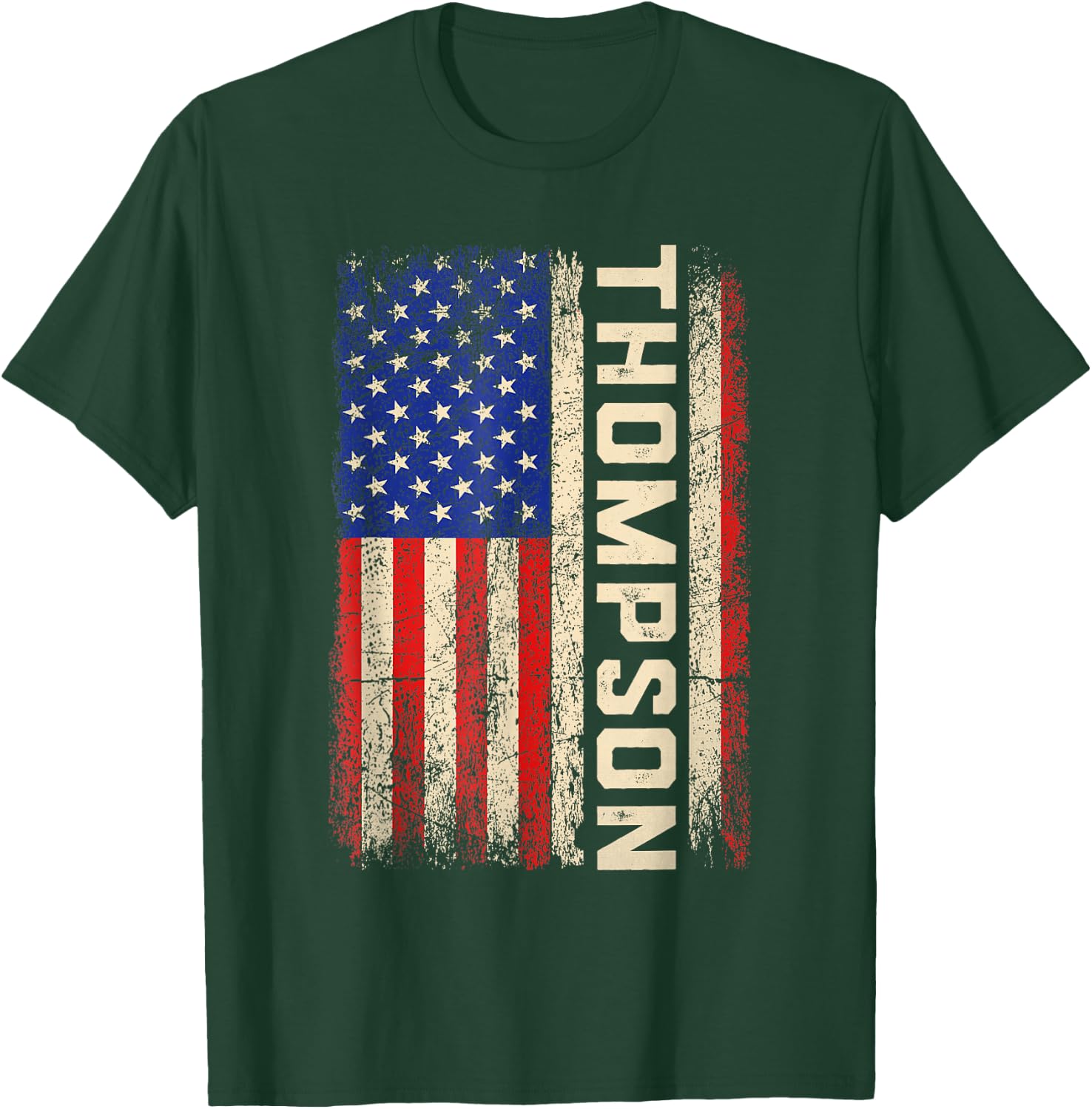 Thompson Last Name Shirt Thompson Name American Flag T-Shirt - T-Shirt | Forest