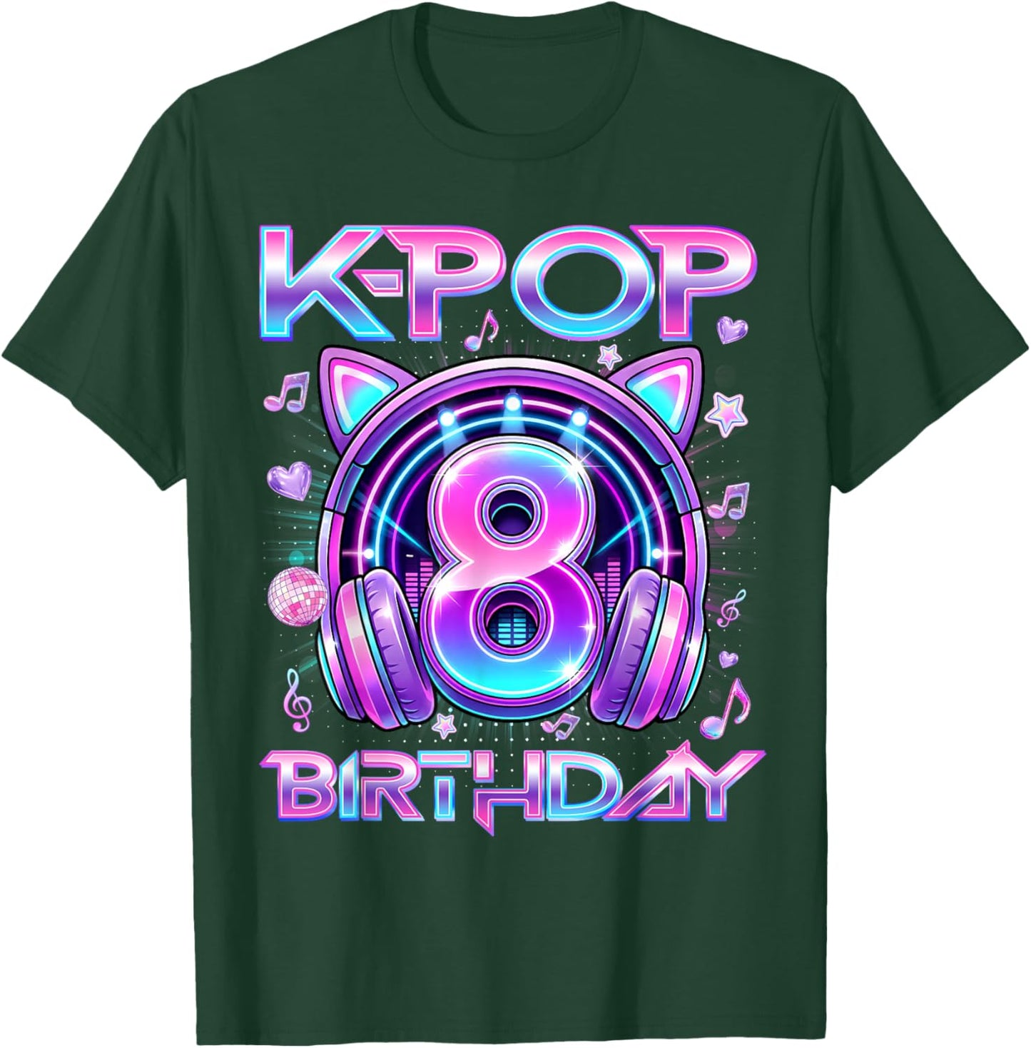 K-Pop 8th Birthday K Pop Girl 8 Year Old Fan Korean Music T-Shirt - T-Shirt | Forest
