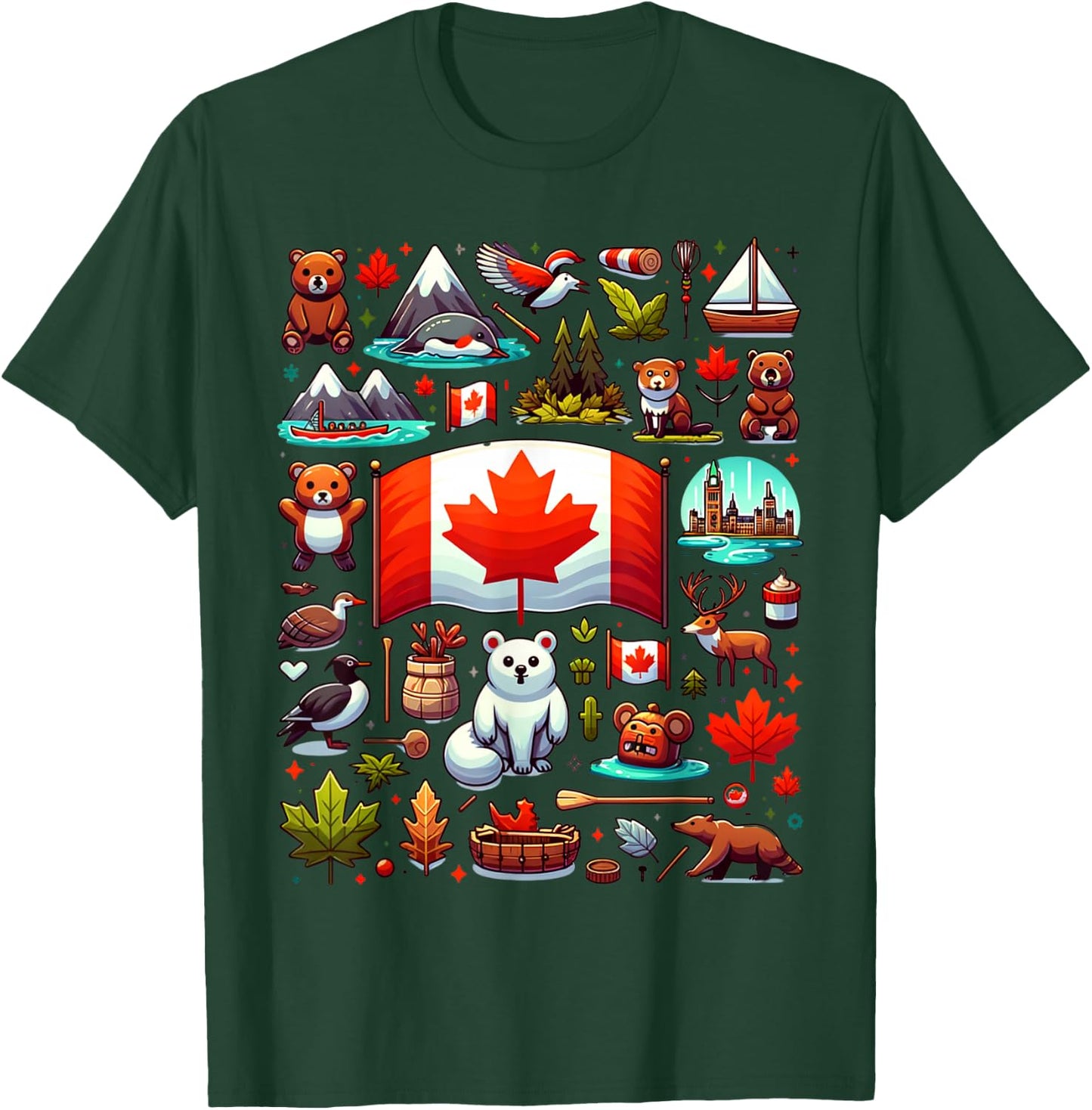 Vintage Historical Canada Symbols Maple Leaf For Canadian T-Shirt - T-Shirt | Forest