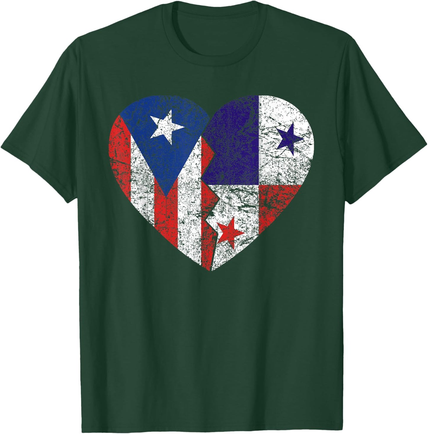 Panamanian Puerto Rican Flags Heart | Puerto Rico Panama T-Shirt - T-Shirt | Forest