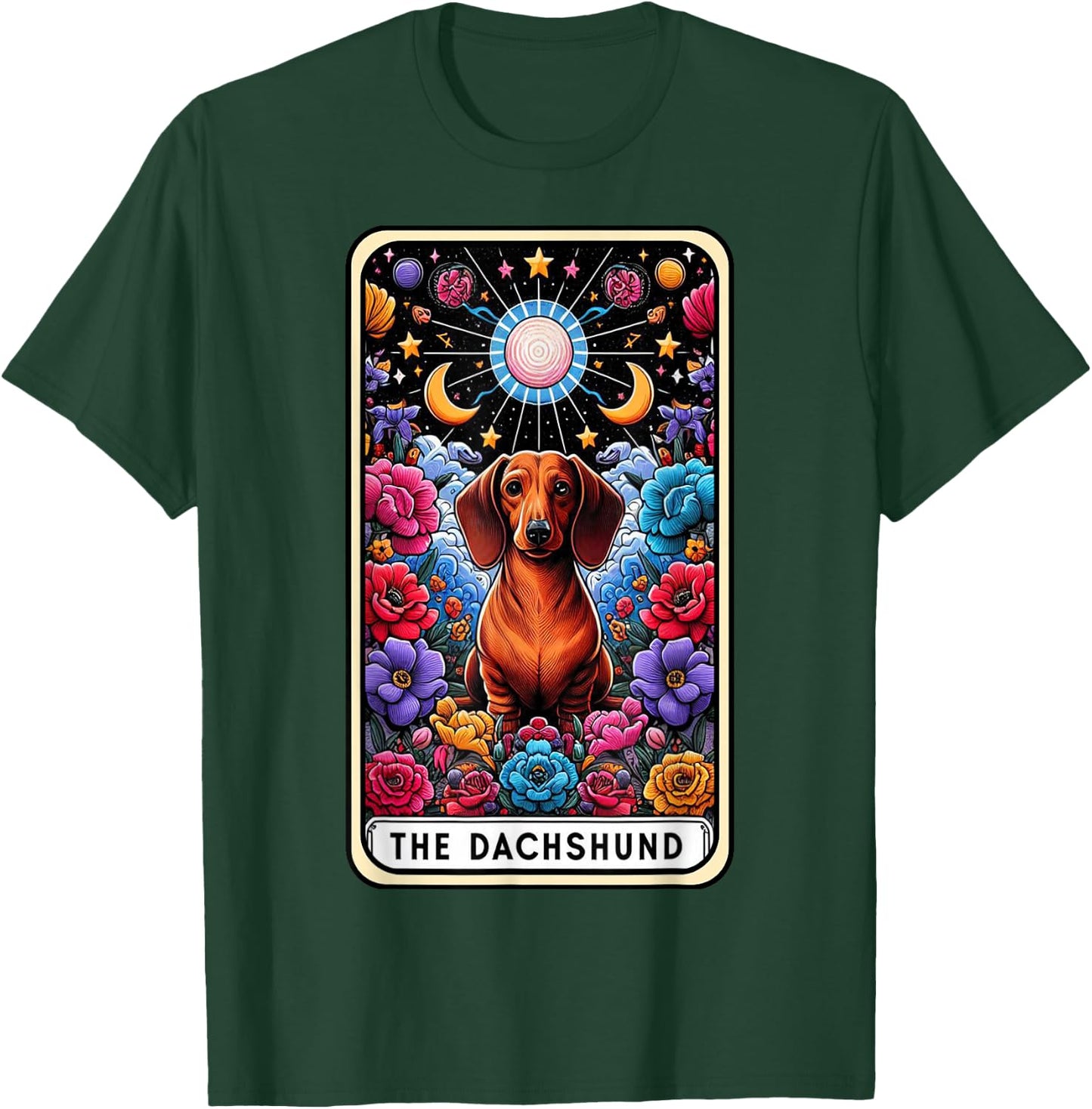 Dachshund Dog Tarot Card Floral Mom Dachshund Dad Weiner Dog T-Shirt - T-Shirt | Forest
