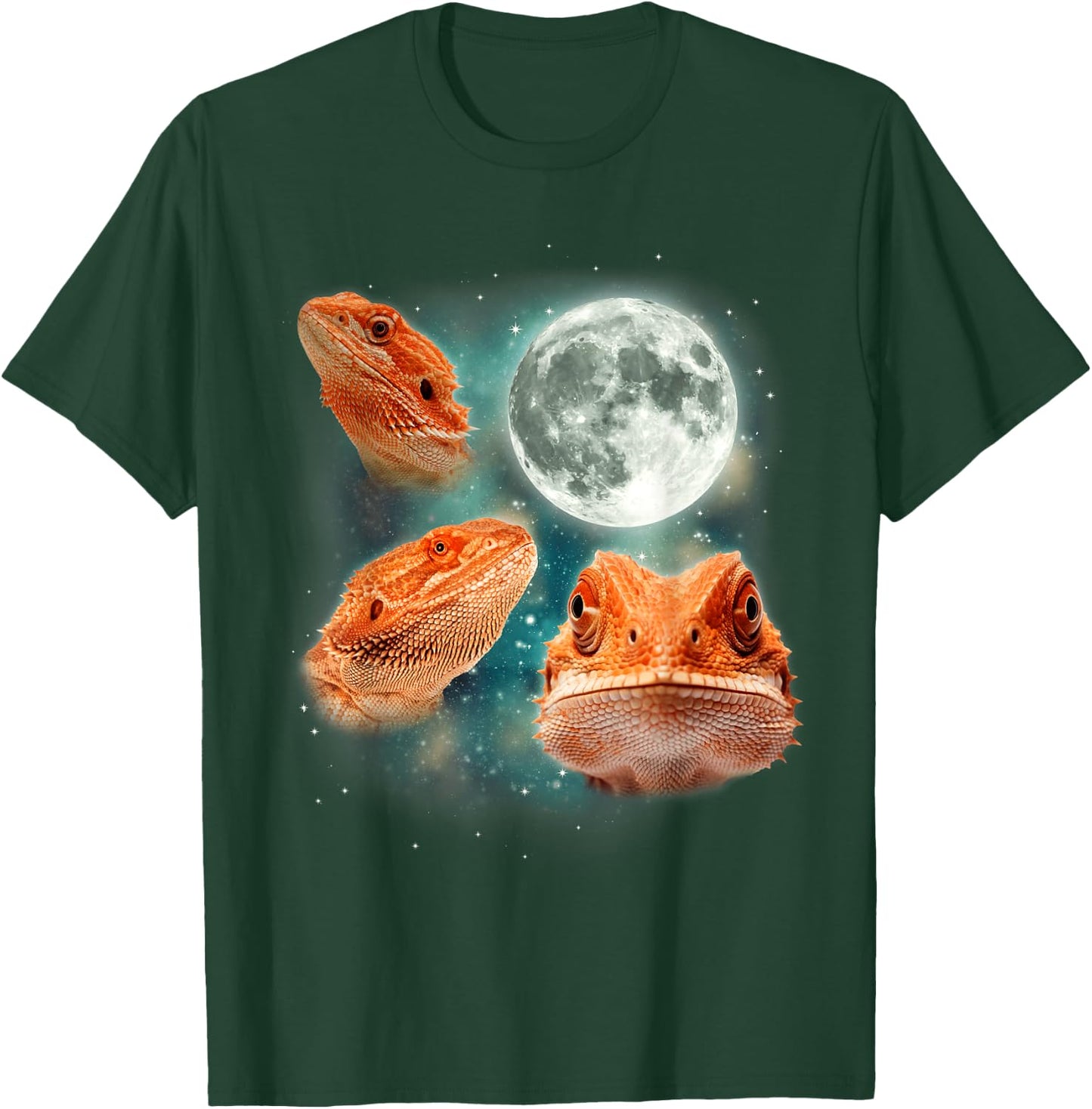 Three Bearded Dragons 3 Moon Reptile Exotic Lizard Parody T-Shirt - T-Shirt | Forest