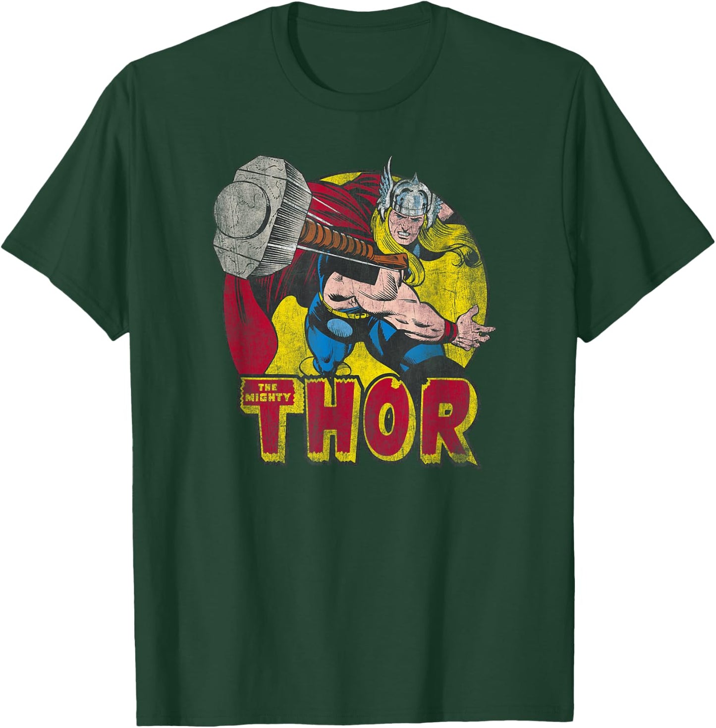 Marvel Avengers Vintage Comic Thor Mighty Hammer Throw T-Shirt - T-Shirt | Forest