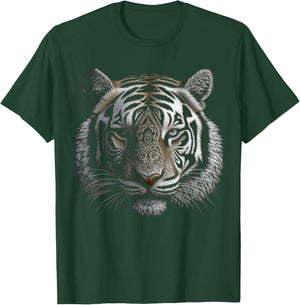 White Tiger Artwork - Mandala Animal Art Tiger T-Shirt - T-Shirt | Forest