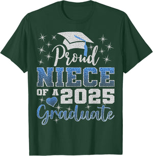 Super Proud Niece of 2025 Graduate Awesome Family College T-Shirt - T-Shirt | Forest