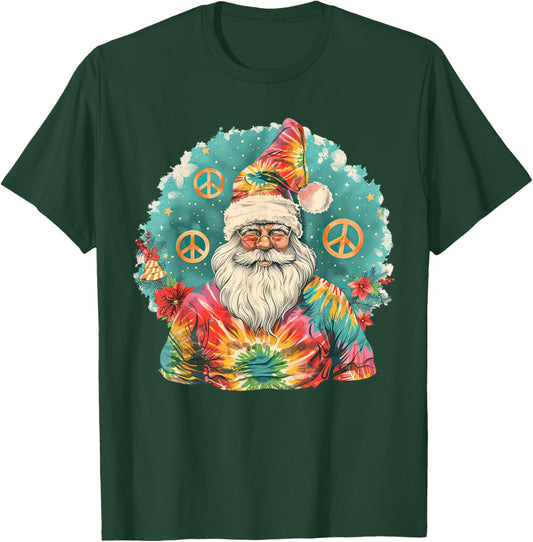 Gypsy Hippie Santa Vintage Groove Tie Dye Christmas T-Shirt - T-Shirt | Forest