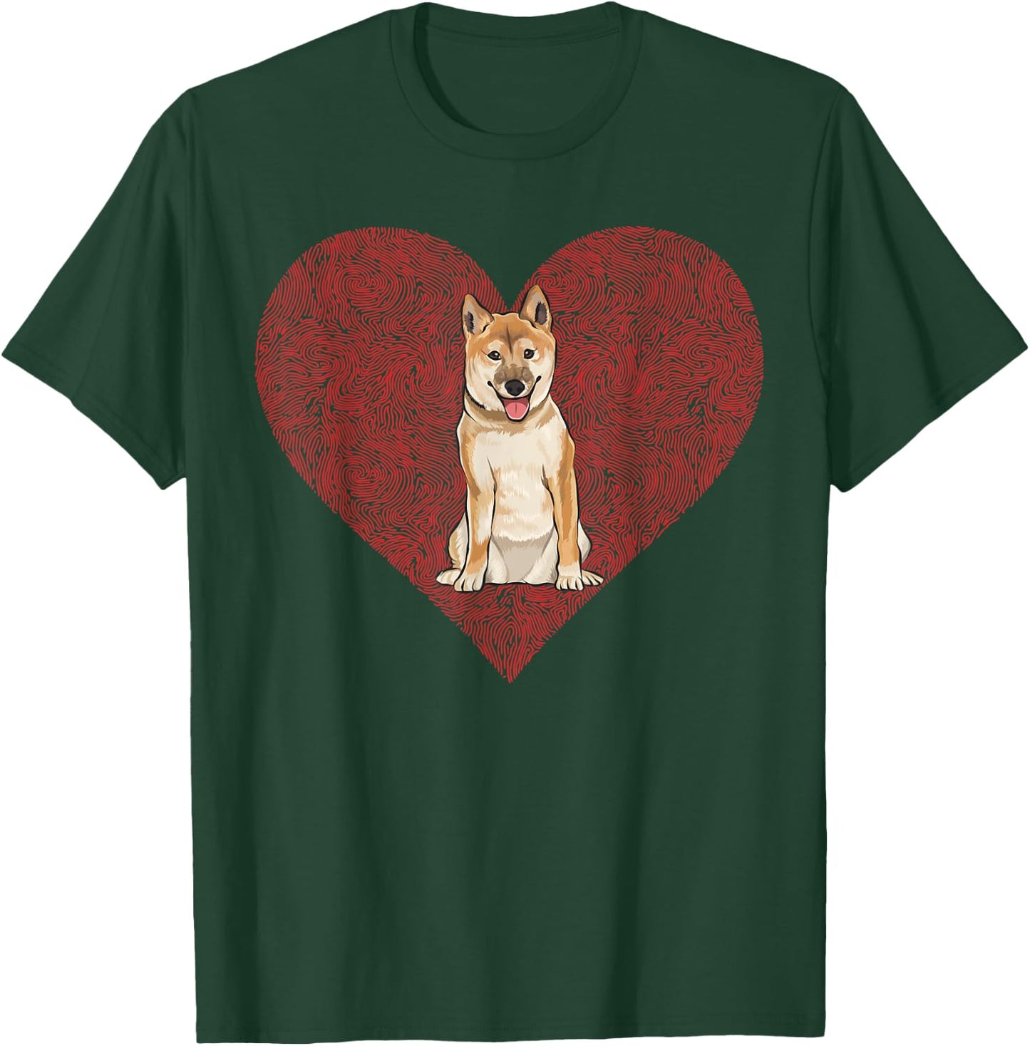 Shiba Inu Valentines Day Dog Love Fingerprint T-Shirt - T-Shirt | Forest