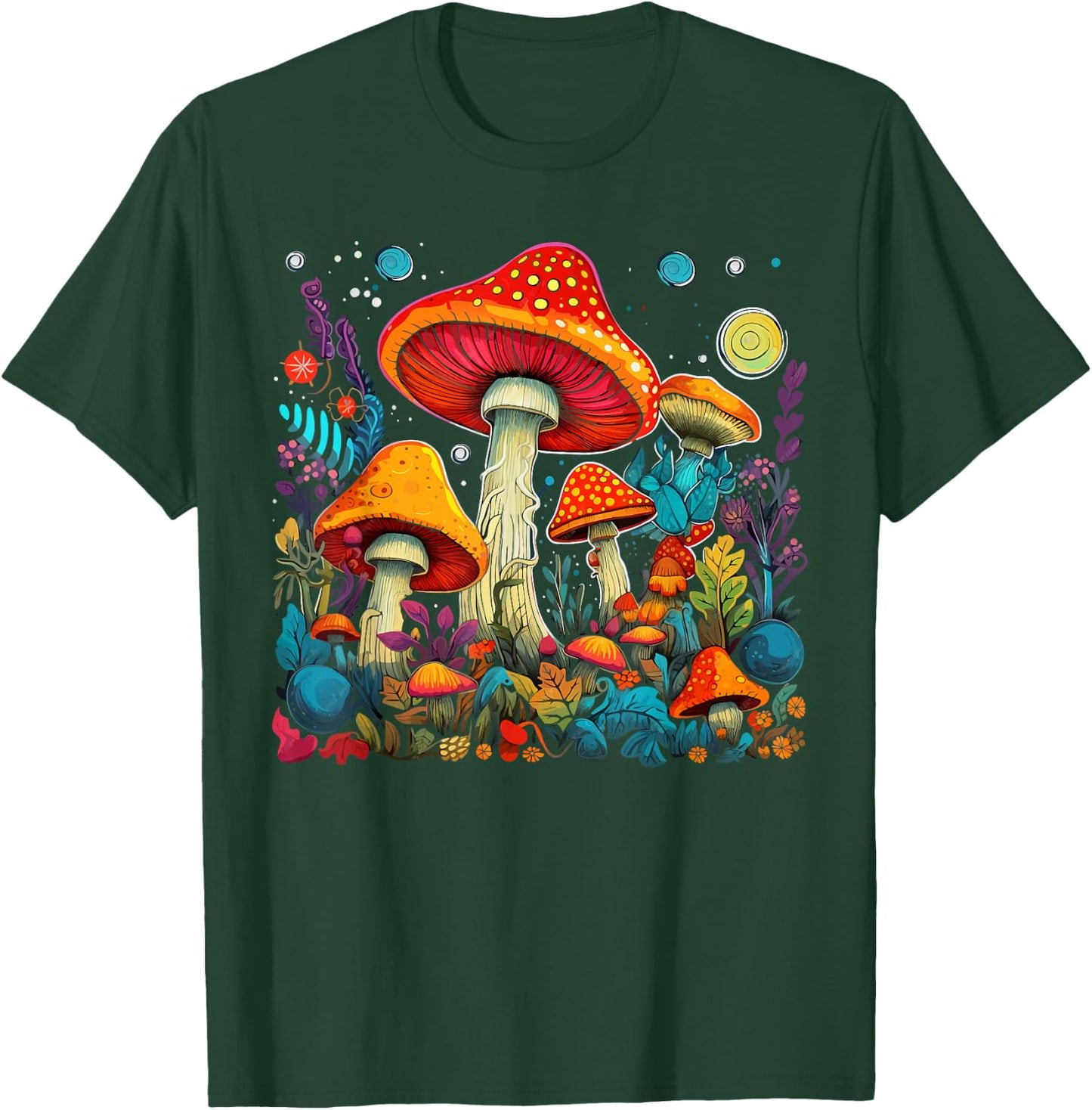 Hippie Mushrooms Psychedelic Forest Fungi Festival T-Shirt - T-Shirt | Forest