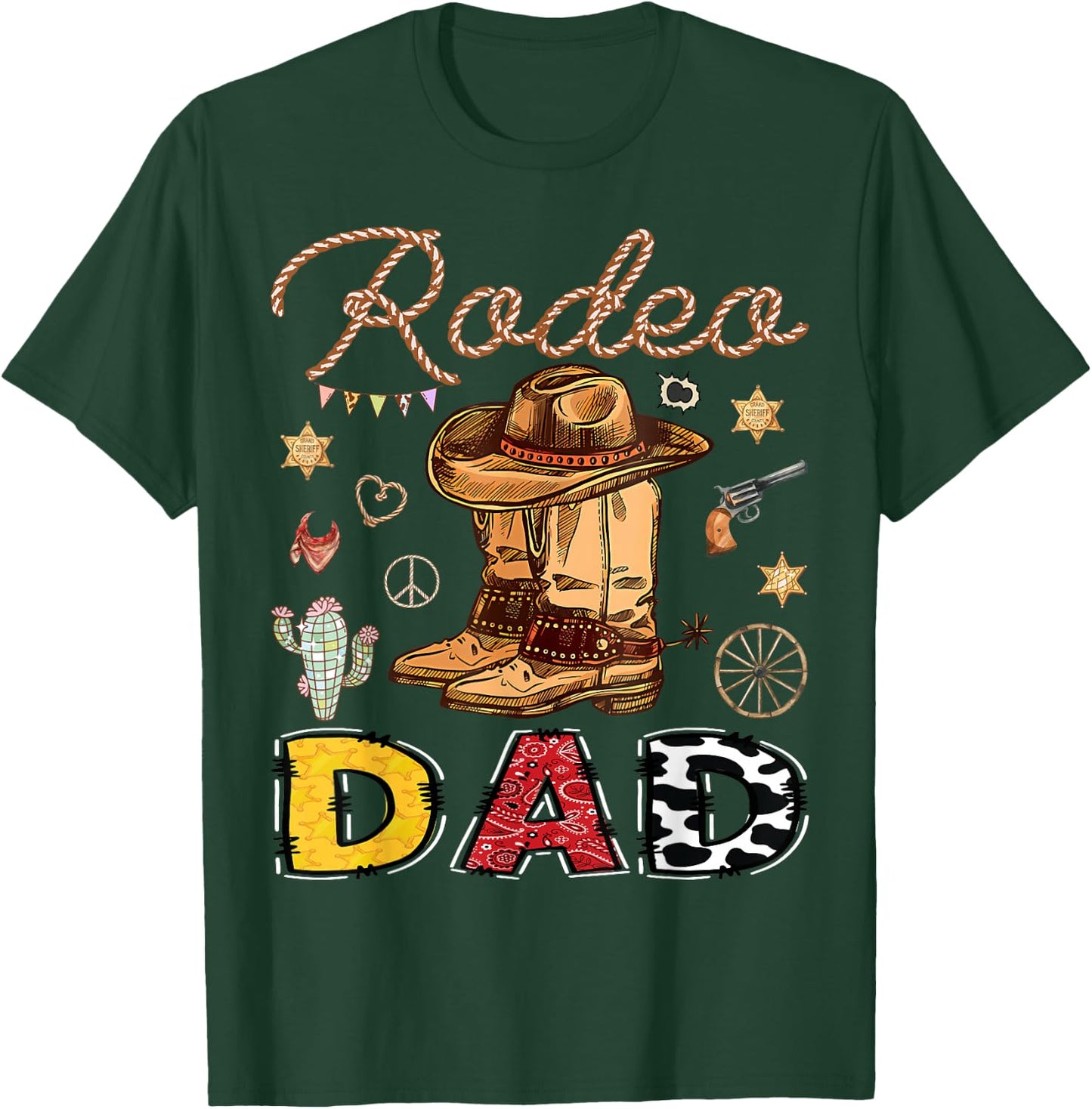 Rodeo Dad Western Birthday Cowboy Matching Family T-Shirt - T-Shirt | Forest