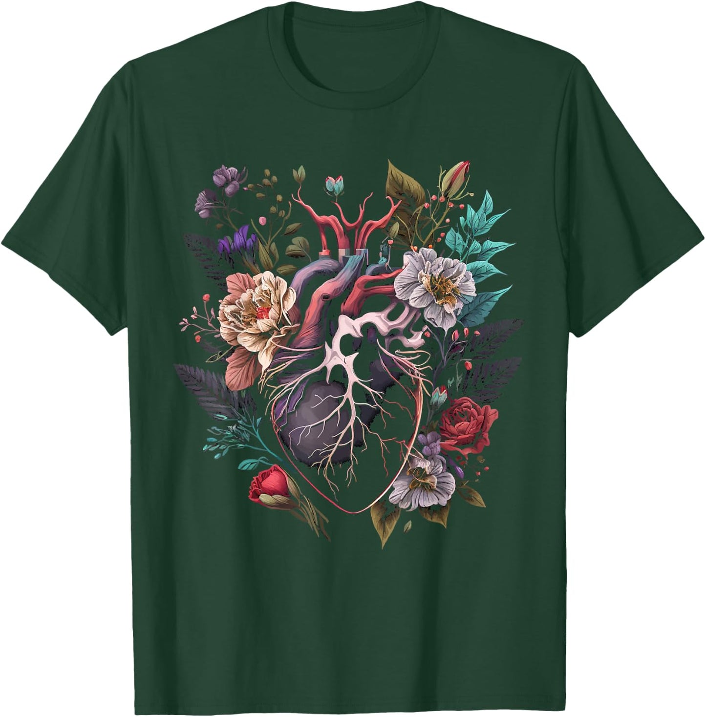 Anatomical Heart And Flowers Show Your Love T-Shirt - T-Shirt | Forest