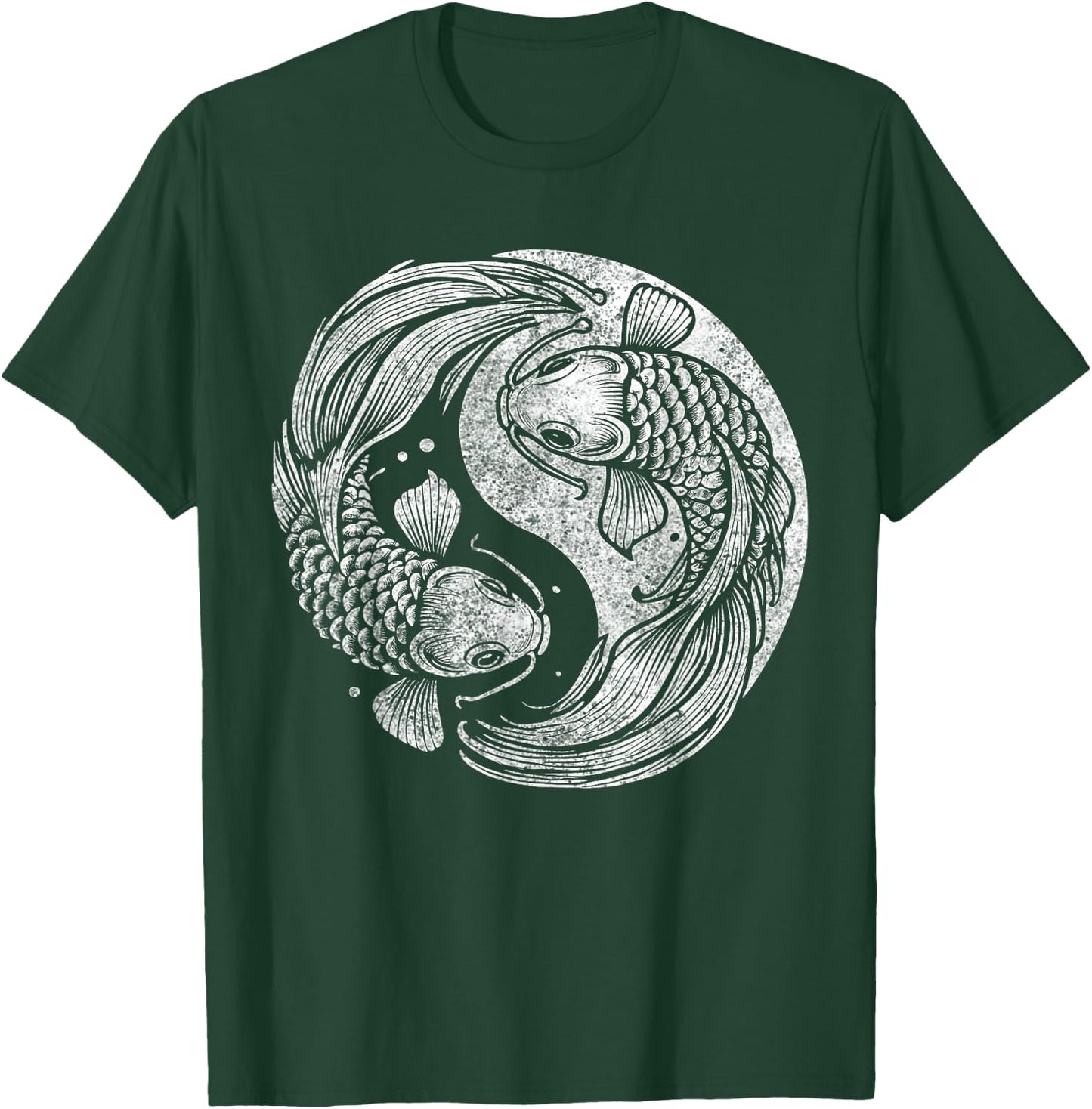Yin And Yang Retro Japanese Koi Fish T-Shirt - T-Shirt | Forest