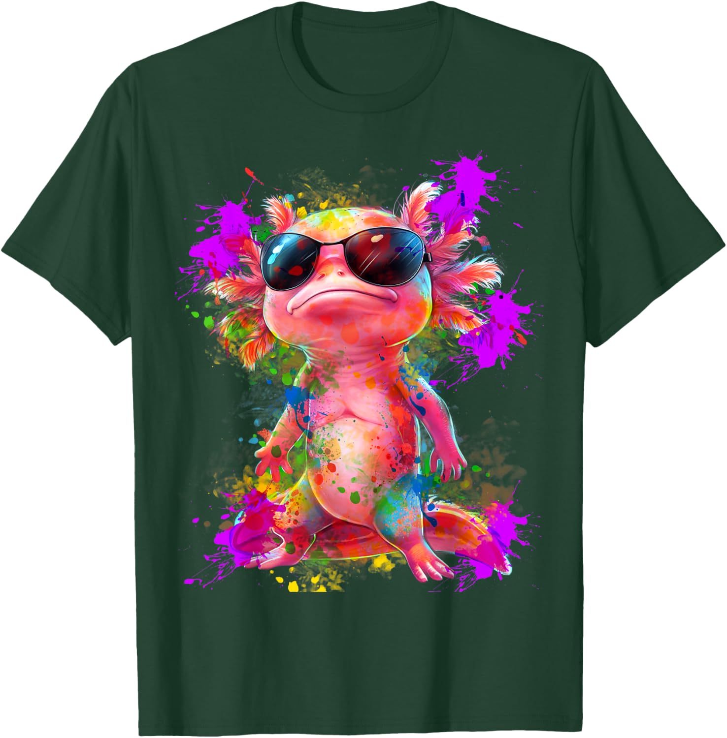 Cute Funny Colorful Axolotl Art Girls Boys Kids Women Men T-Shirt - T-Shirt | Forest