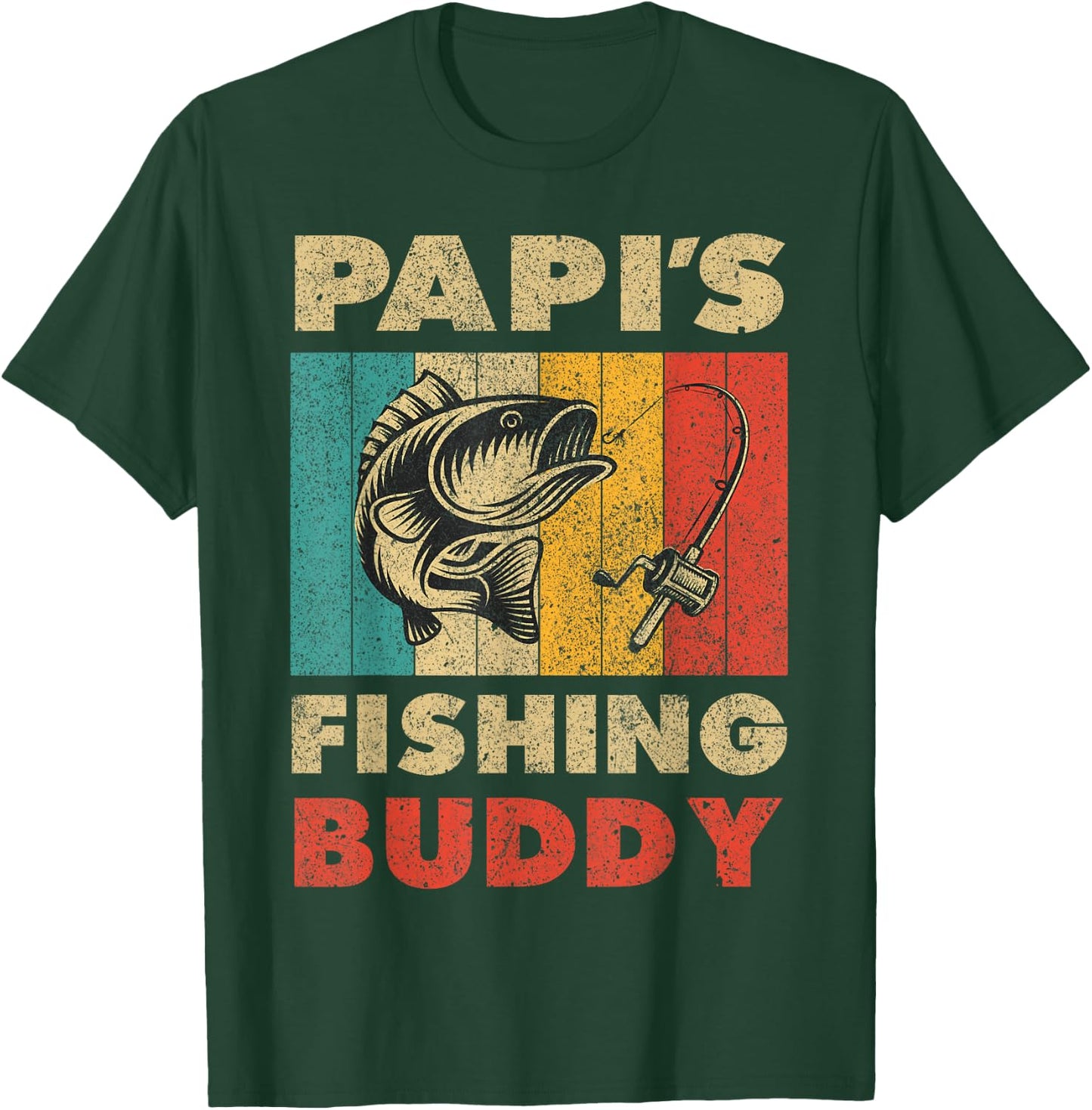Funny Fishing Papi's Fishing Buddy Vintage Fishing T-Shirt - T-Shirt | Forest