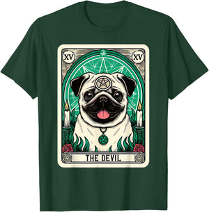 Tarot Card Dog The Devil, Satanic Goth Halloween Pug Women T-Shirt - T-Shirt | Forest