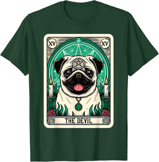 Tarot Card Dog The Devil, Satanic Goth Halloween Pug Women T-Shirt - T-Shirt | Forest