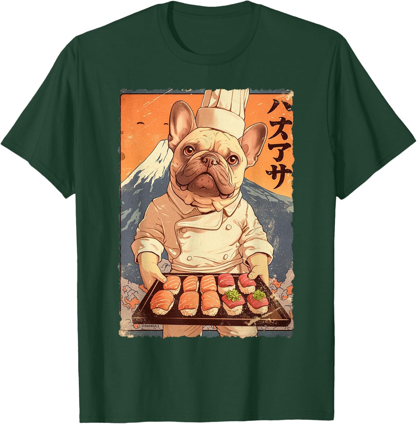 Cute Japanese Food Anime Art French Bulldog Sushi Chef Otaku Women Kids T-Shirt - T-Shirt | Forest