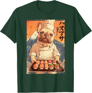 Cute Japanese Food Anime Art French Bulldog Sushi Chef Otaku Women Kids T-Shirt - T-Shirt | Forest