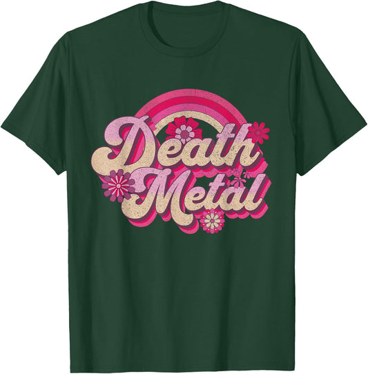 Funny Retro Vintage Music Metalhead Pink Rainbow Death Metal T-Shirt - T-Shirt | Forest