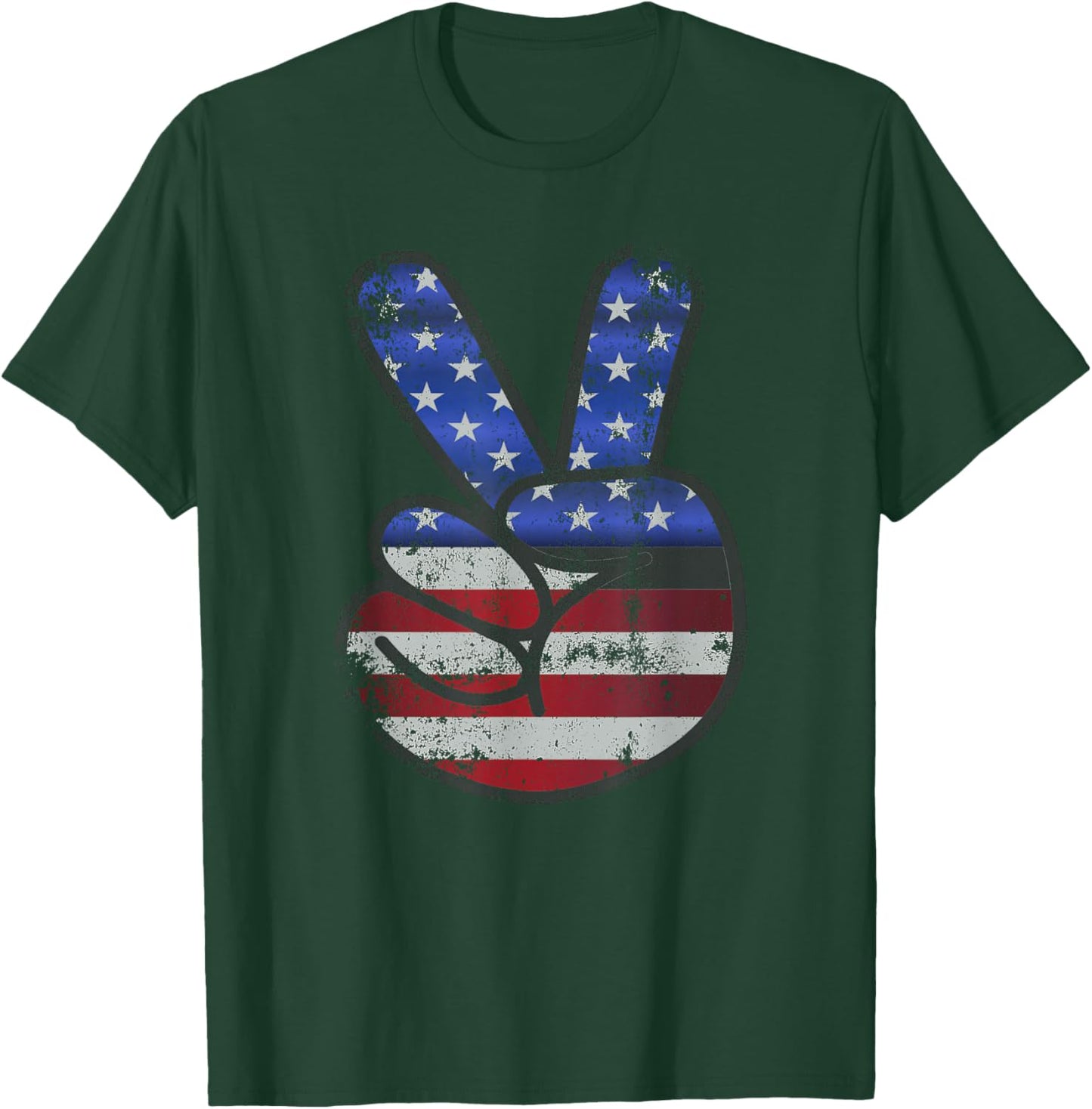 American Flag Shirt USA Vintage Peace Sign 4th of July Gift T-Shirt - T-Shirt | Forest