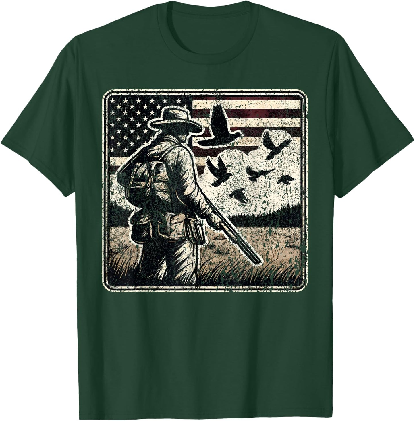 Dove Hunting I American Flag Dove Shooting I Dove Hunter T-Shirt - T-Shirt | Forest