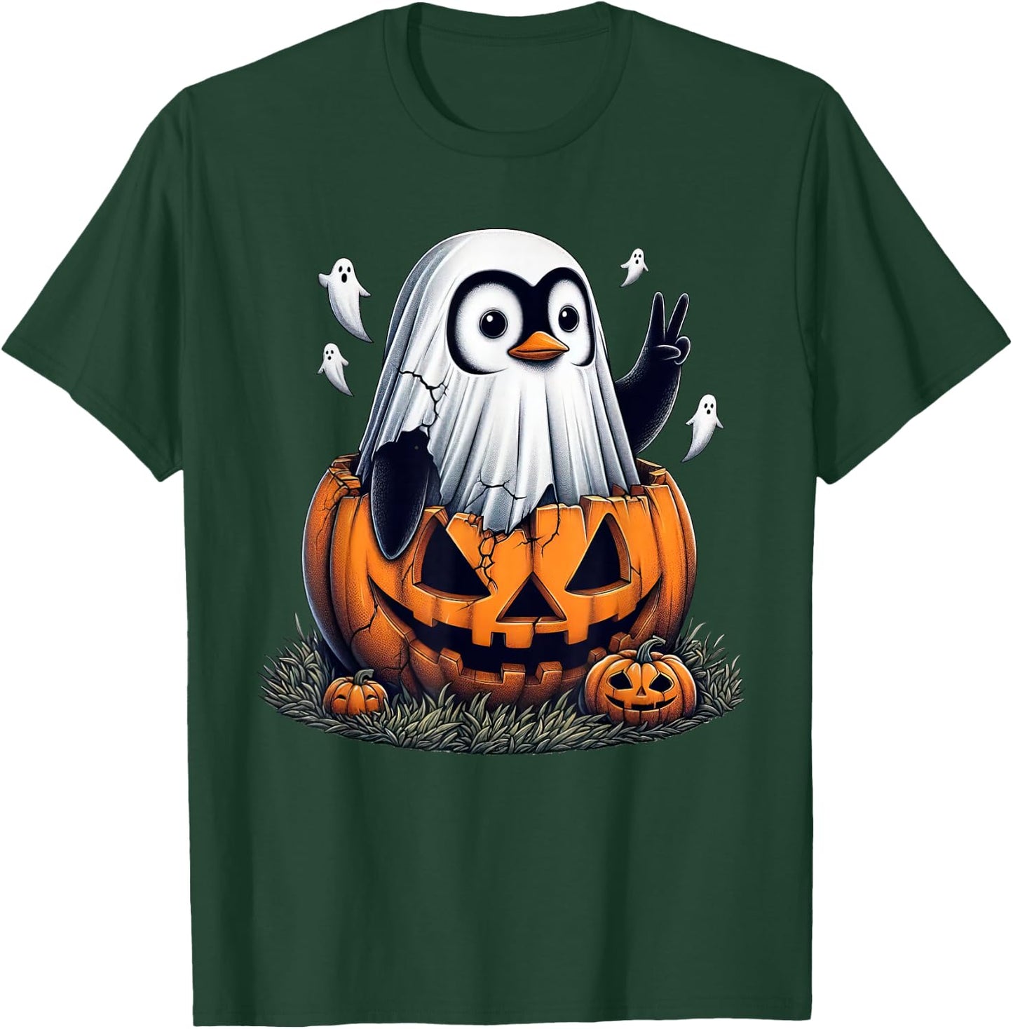 Funny Penguin Boo Halloween Ghost Kids T-Shirt - T-Shirt | Forest