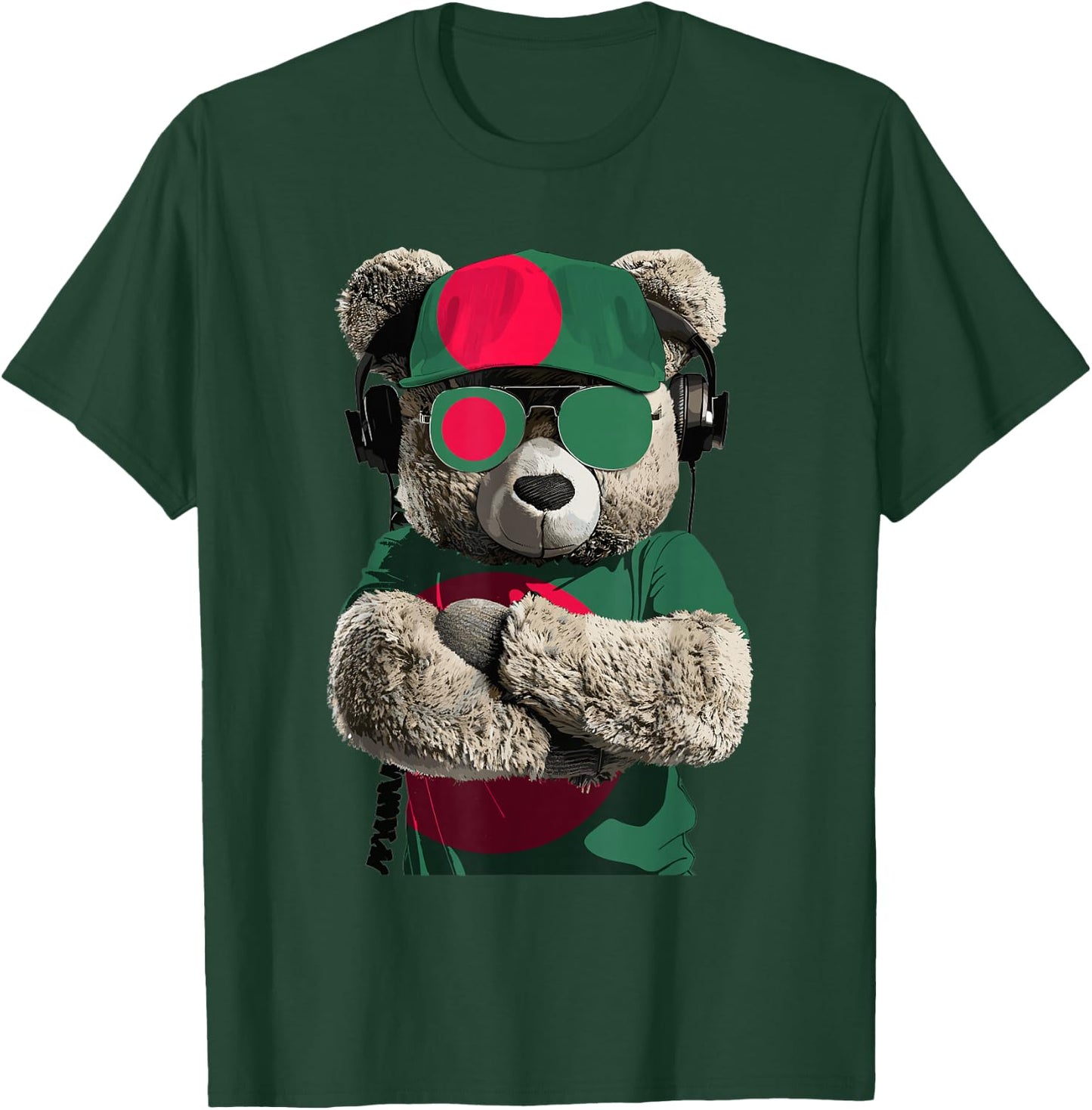 Bangladeshi Flag Bear Sunglasses Souvenir Product Bangladesh T-Shirt - T-Shirt | Forest