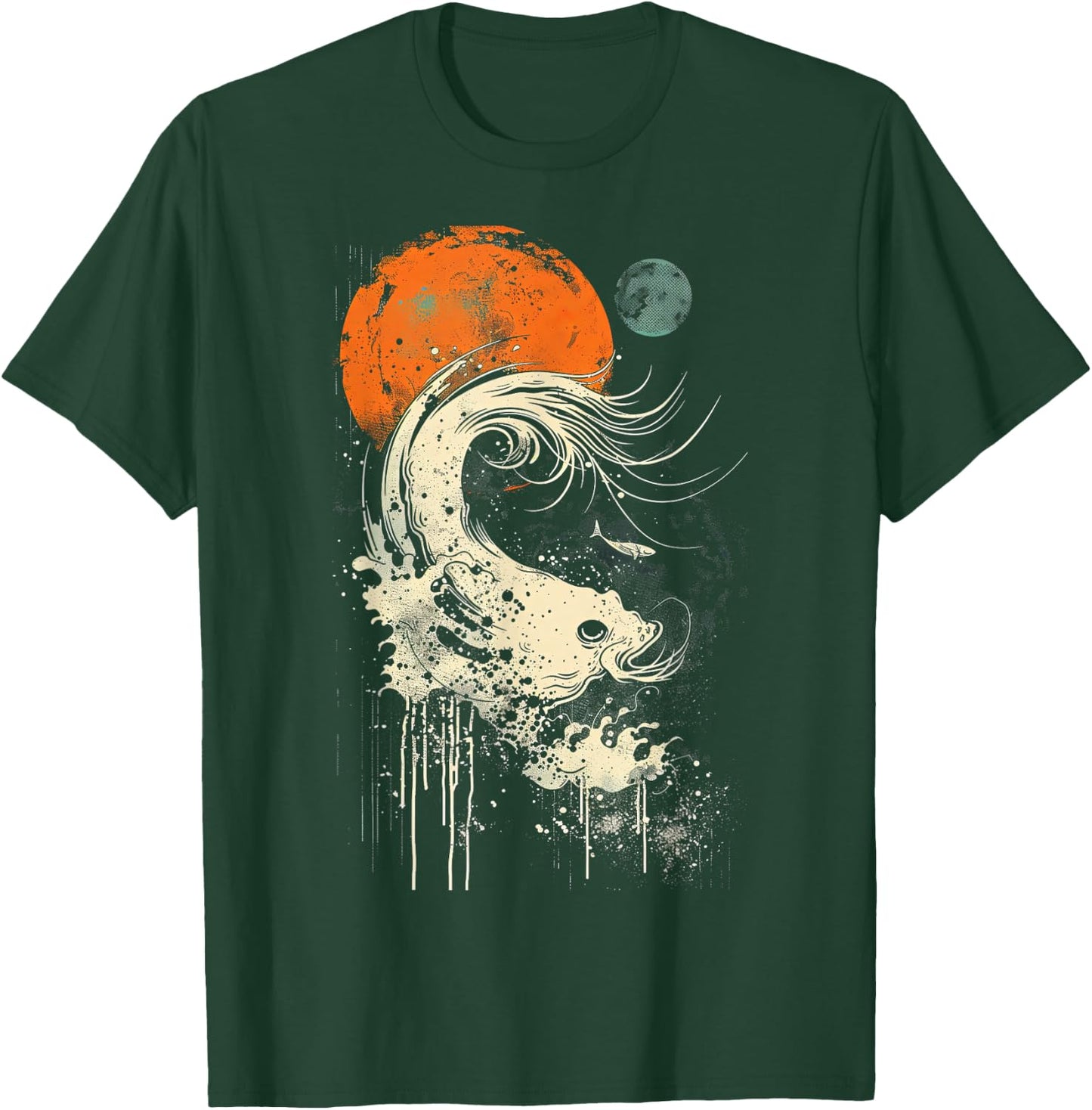 Wave Orange Black Surfing Graphic T-Shirt - T-Shirt | Forest