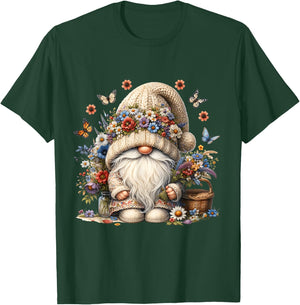 Wildflower Butterfly Gnome In Summer Boho Dress Cute Floral T-Shirt - T-Shirt | Forest