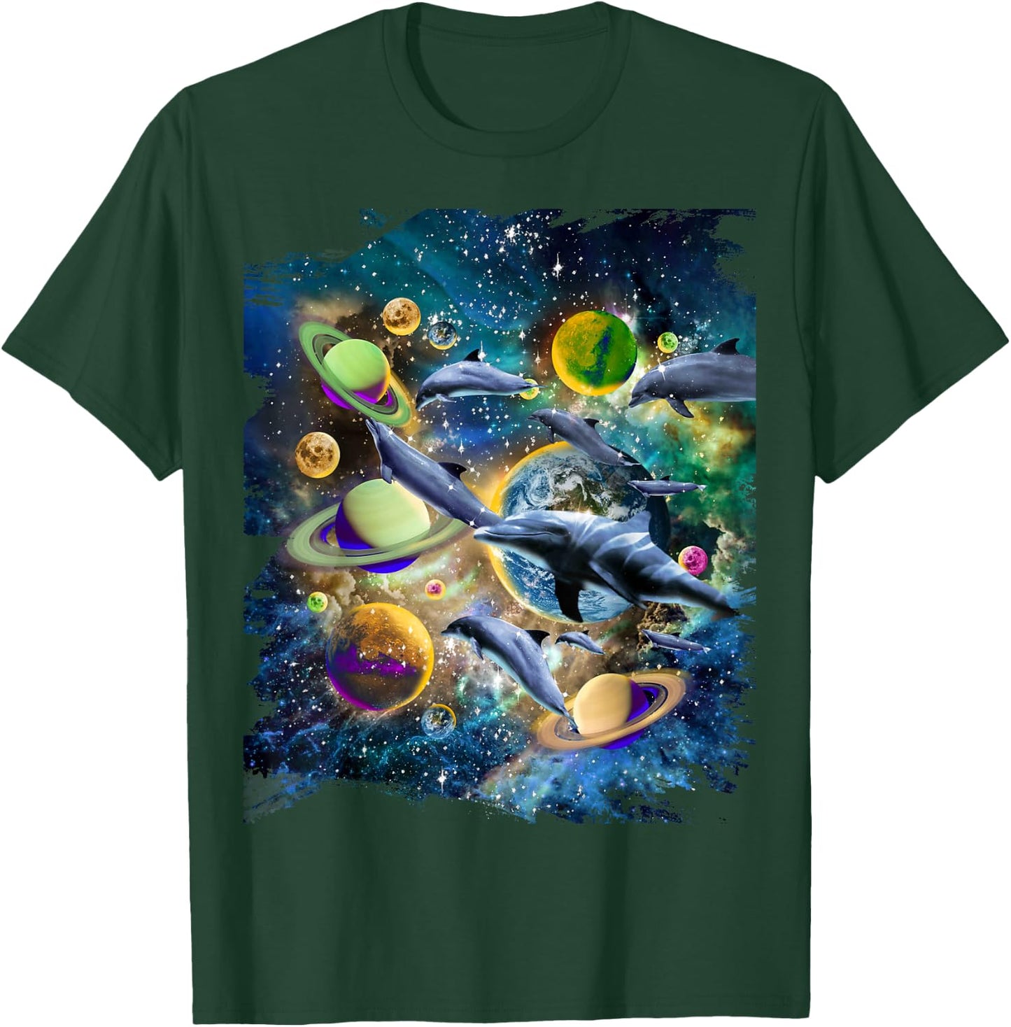 Celestial Space Dolphin, Space Planets Galaxy Dolphins T-Shirt - T-Shirt | Forest