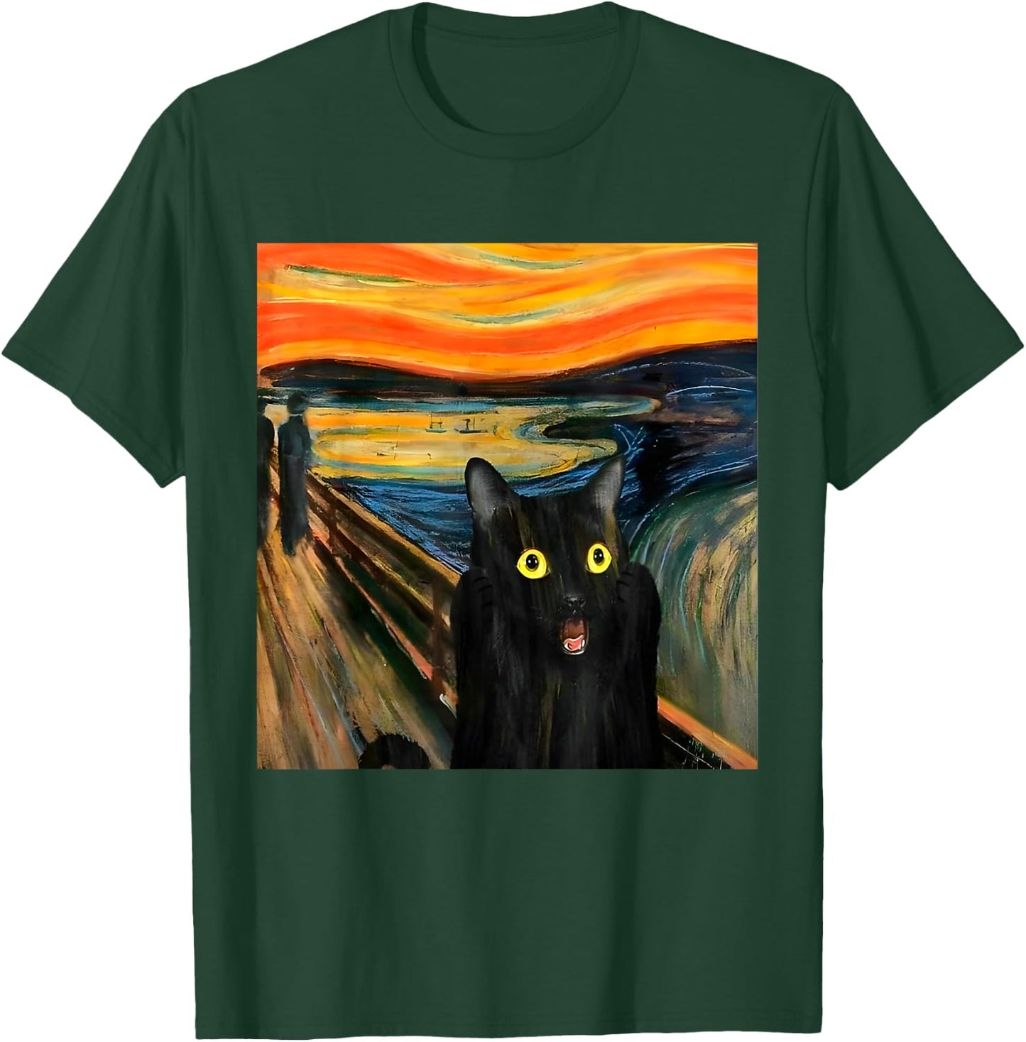 The Scream Black Cat by Munch Edvard Famous Painting Funny T-Shirt - T-Shirt | Forest