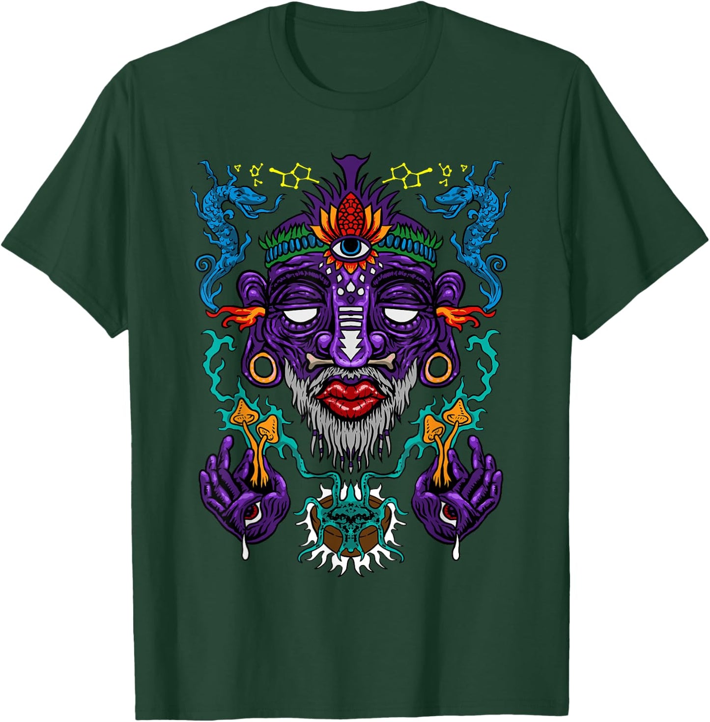 Colorful Witch Doctor | Psychedelic Shaman | Medicine Men T-Shirt - T-Shirt | Forest