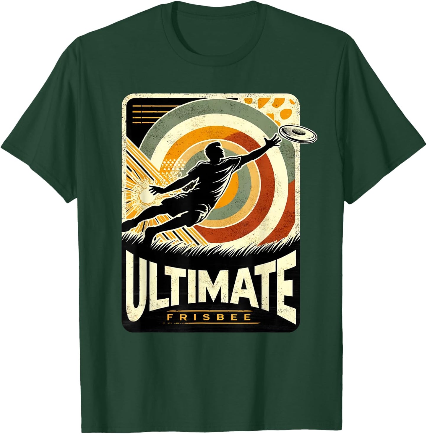 Retro Ultimate Frisbee Player Men Women Vintage Flying Disc T-Shirt - T-Shirt | Forest