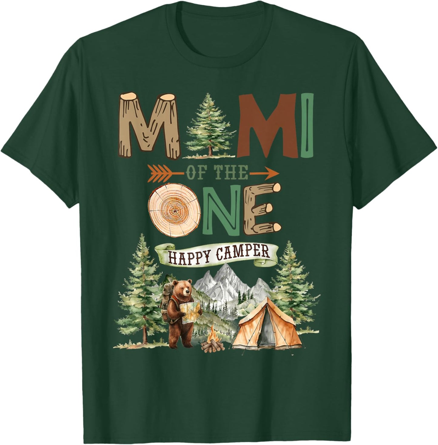 Mimi of The One Happy Camper 1st Birthday Camping T-Shirt - T-Shirt | Forest