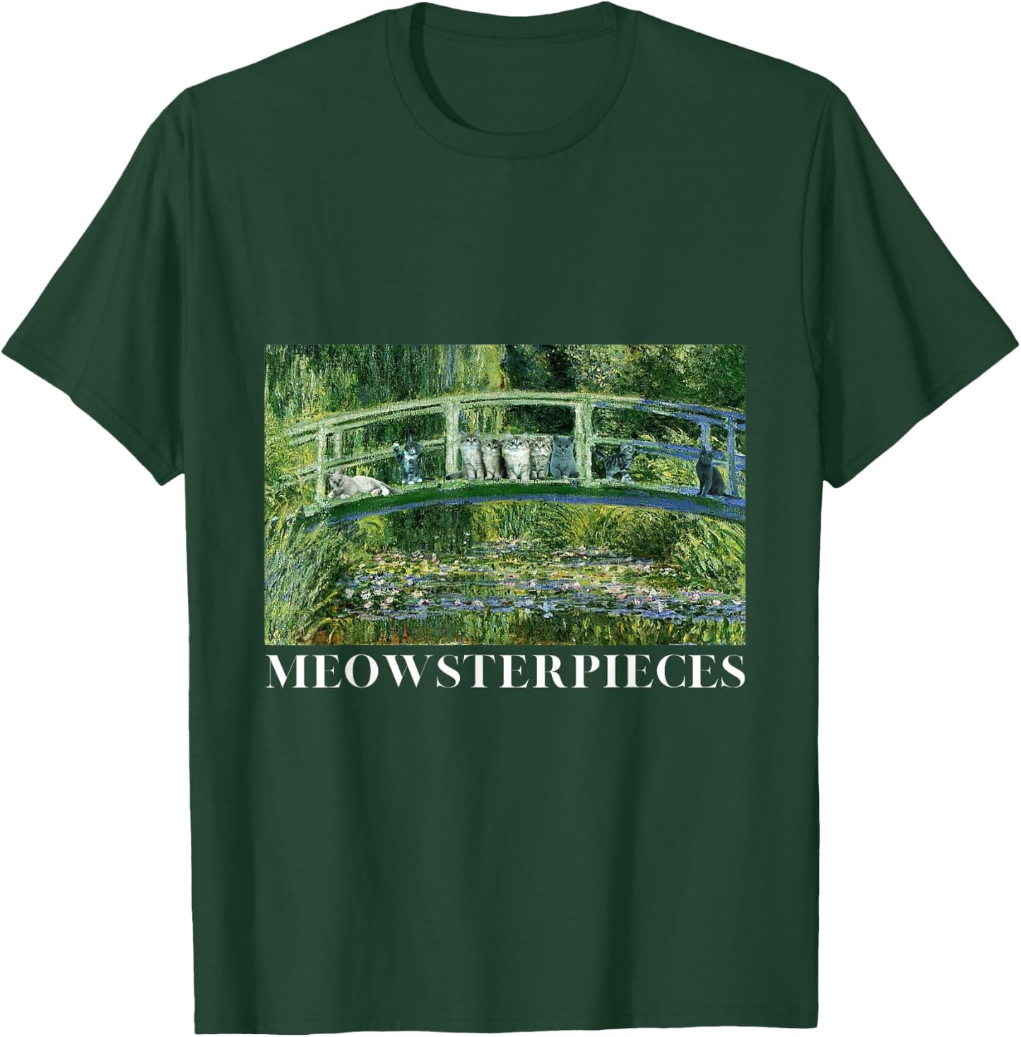 MEOWSTERPIECES Antique Oil Painting Funny Cat Lover Art Women Girls Kids T-Shirt - T-Shirt | Forest