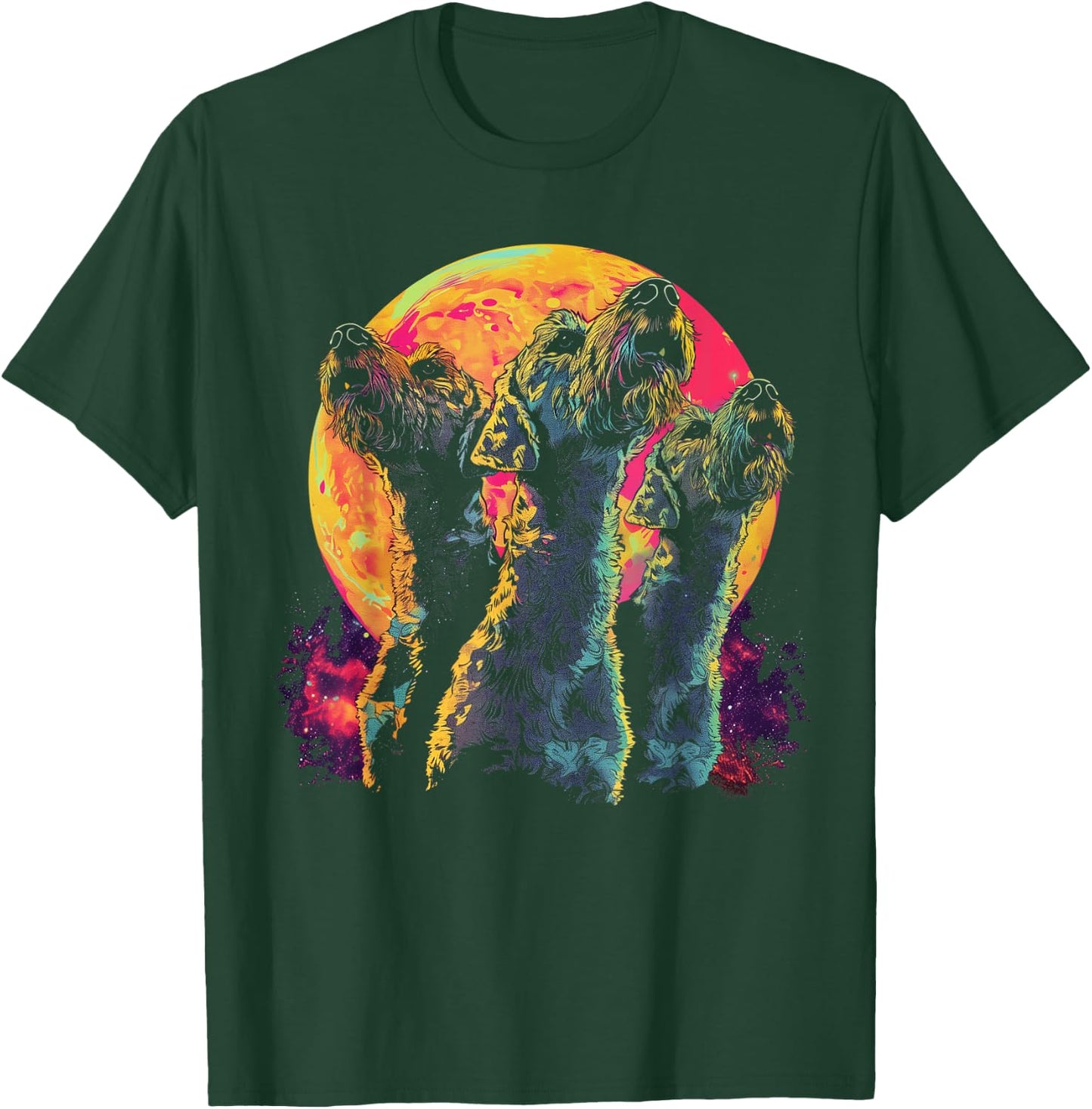 Airedale Terrier Dog Howling Moon T-Shirt - T-Shirt | Forest