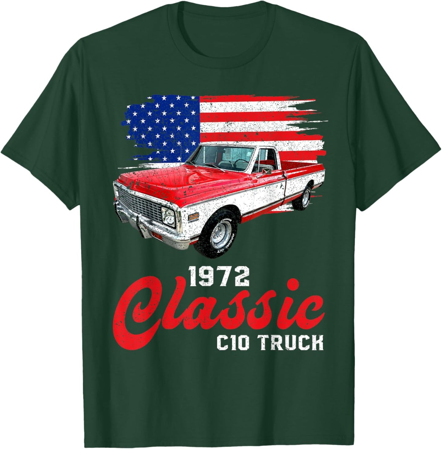 1972 72 c10 truck American Flag T-Shirt - T-Shirt | Forest