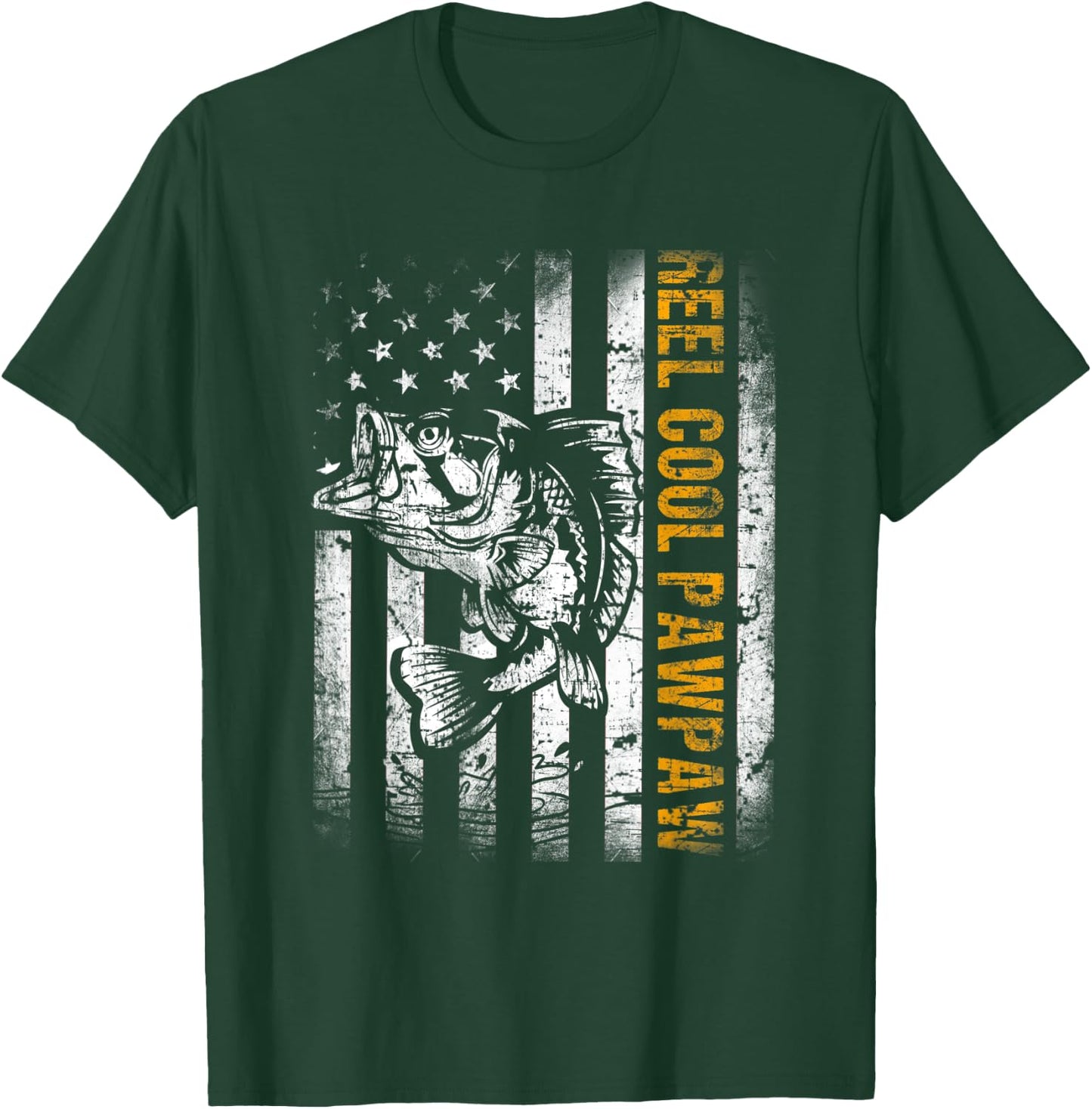 Reel Cool Pawpaw Shirt American Flag Fishing Father's Day T-Shirt - T-Shirt | Forest