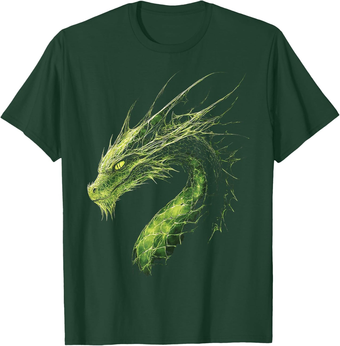 Green Dragon Motif Mythical Illustration Green Dragon T-Shirt - T-Shirt | Forest