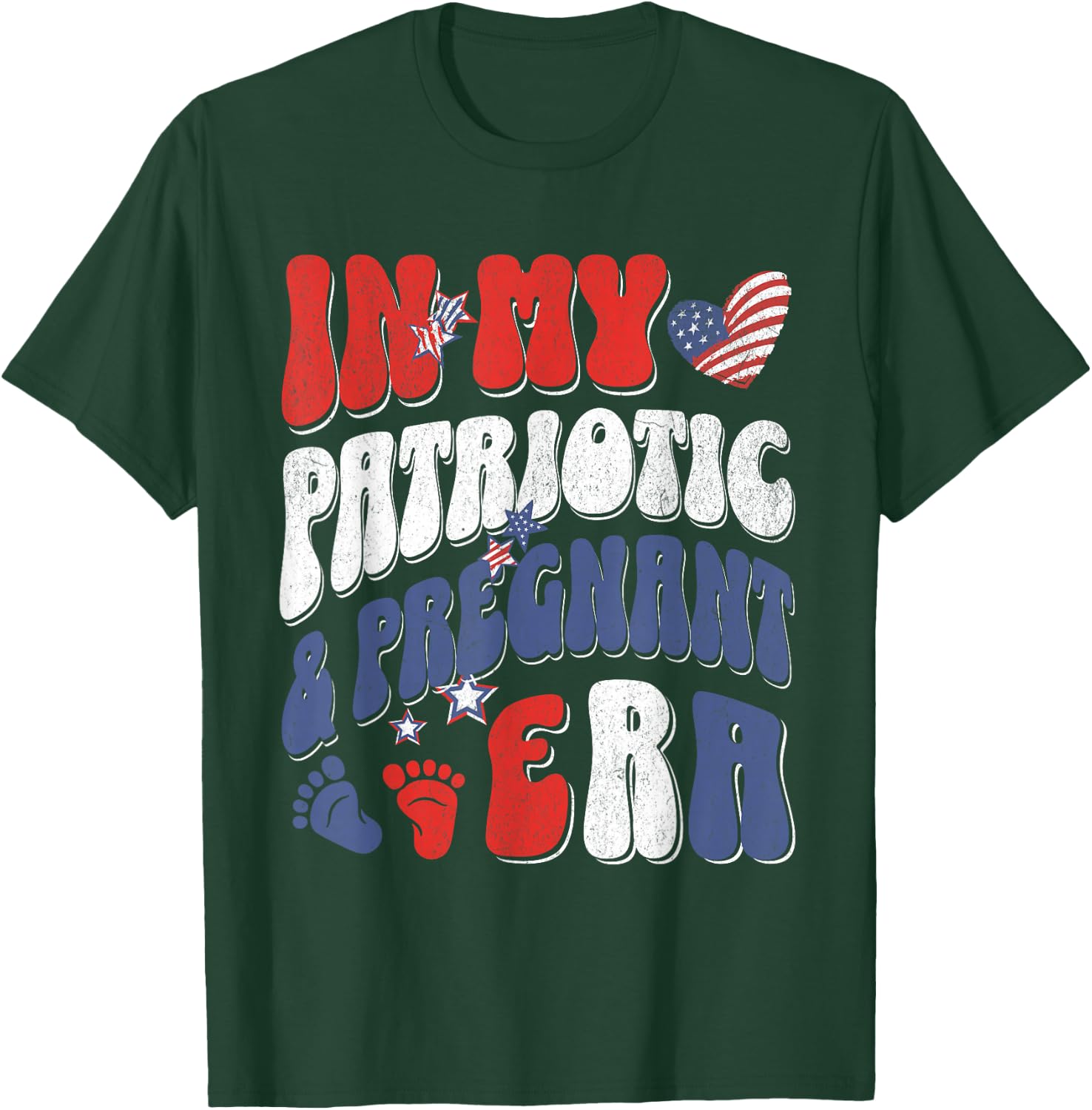 4th of July Pregnancy Announcement Baby Shower Baby Reveal T-Shirt - T-Shirt | Forest