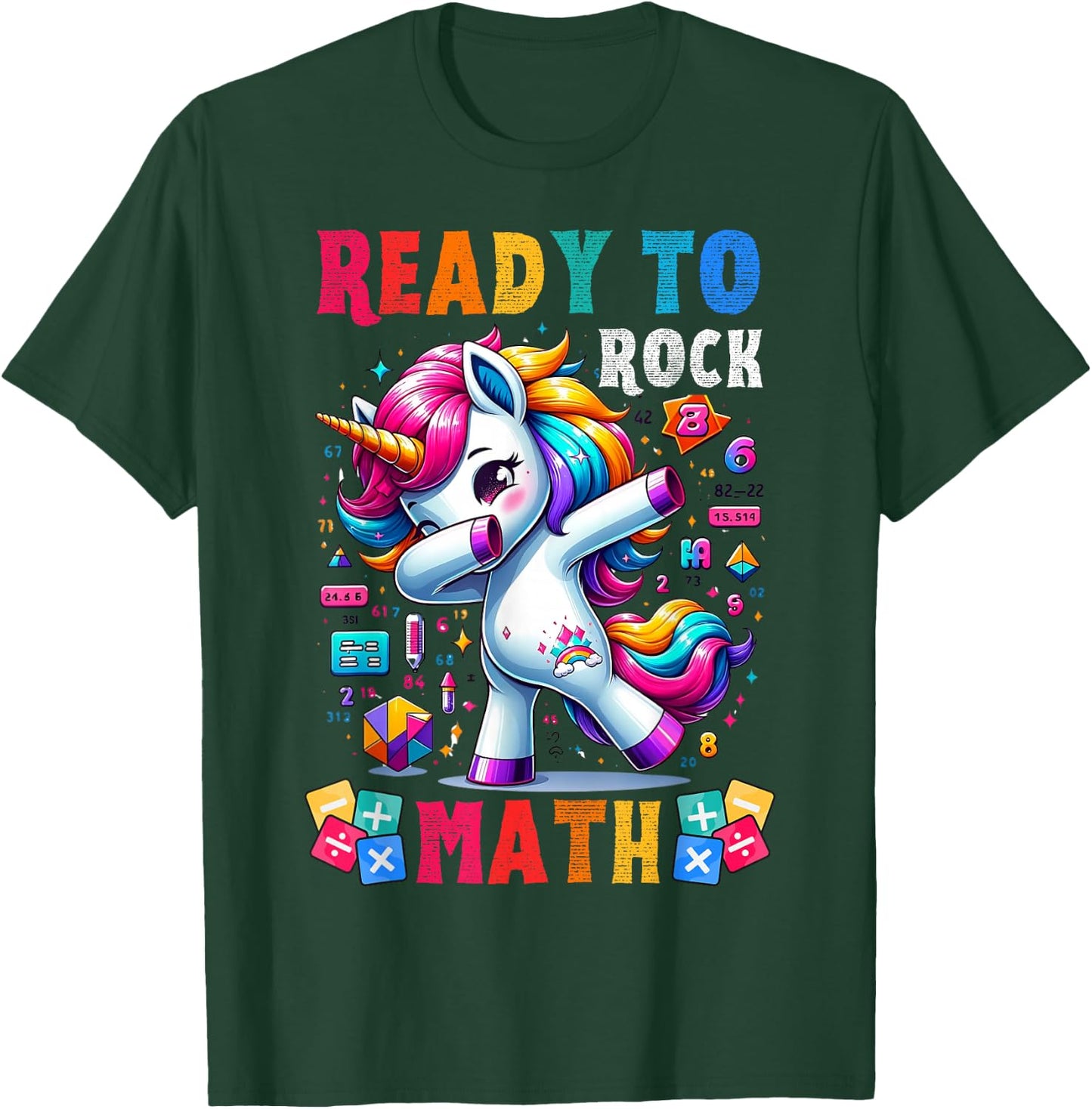 Student back to School Math Squad Kids Girls Smarter Unicorn T-Shirt - T-Shirt | Forest