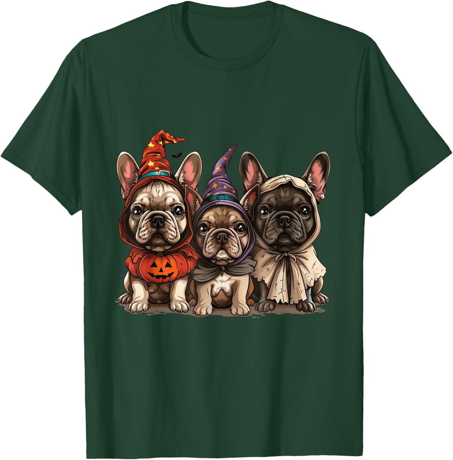 Cute French Bulldogs Halloween Pumpkin Frenchie Puppy Dogs T-Shirt - T-Shirt | Forest
