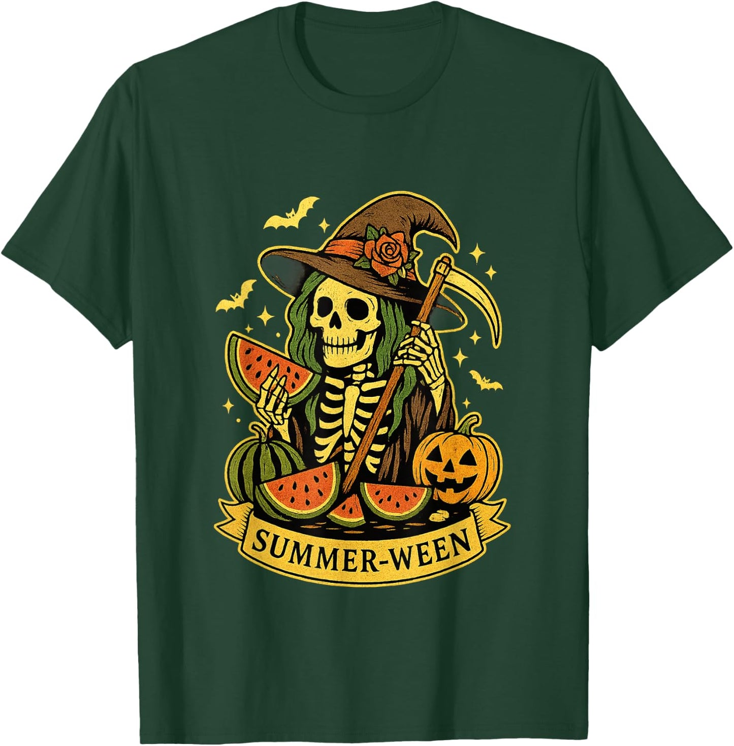 Summer-Ween Spooky Summer Halloween Skeleton Witch T-Shirt - T-Shirt | Forest