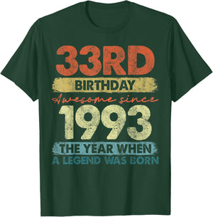 33 Year Old Gifts Vintage 1993 Limited Edition 33rd Birthday T-Shirt - T-Shirt | Forest