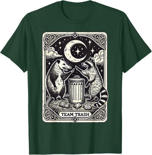 Tarot Card Vintage Team Trash Crescent Moon Opossum Raccoon T-Shirt - T-Shirt | Forest
