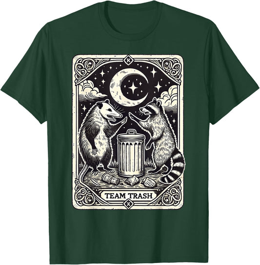 Tarot Card Vintage Team Trash Crescent Moon Opossum Raccoon T-Shirt - T-Shirt | Forest