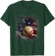 Baseball and American Flag USA Graphic Kids Men T-Shirt - T-Shirt | Forest