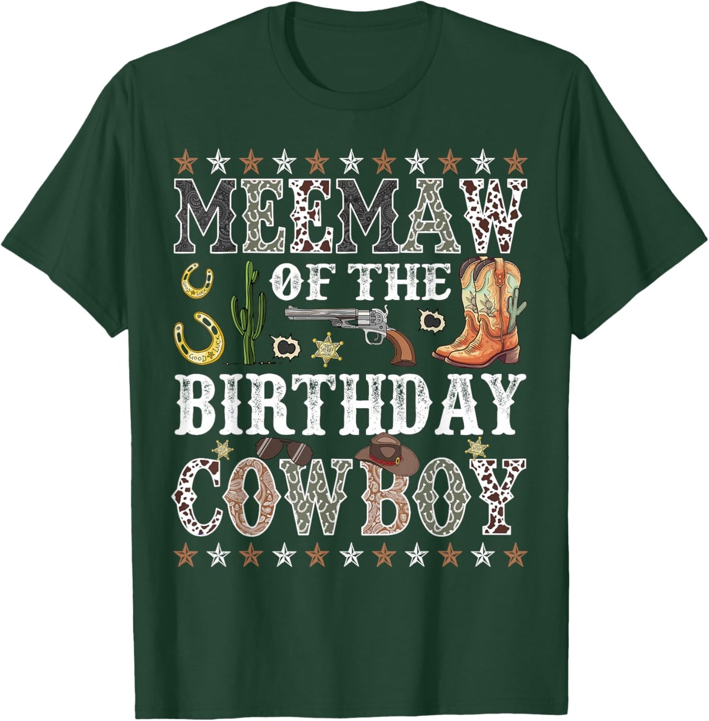 Meemaw Of The Birthday Cowboy Rodeo Meemaw T-Shirt - T-Shirt | Forest