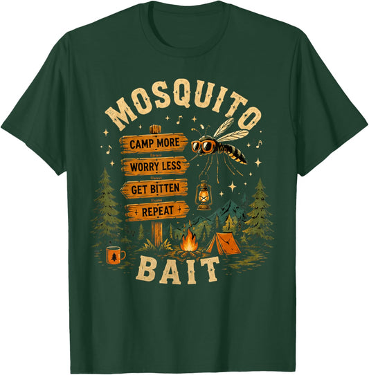 Camping Mosquito Bait Campfire for Retro Squad Camper Summer T-Shirt - T-Shirt | Forest